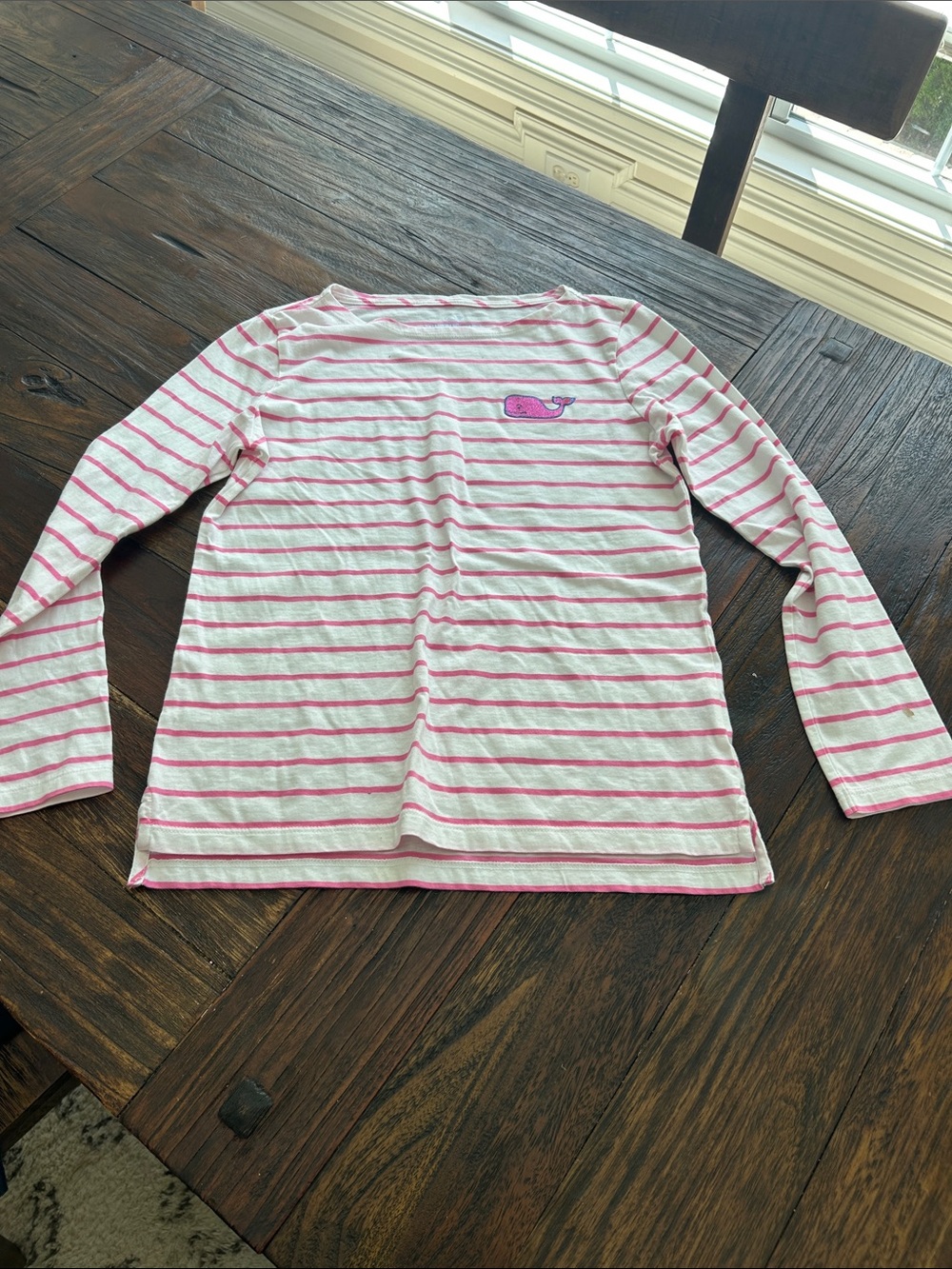 Vineyard Vines Pink and White Striped Long Sleeve Tee